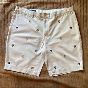 Men’s Polo Ralph Lauren short…light khaki w/multi color shields